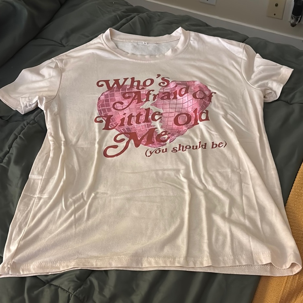 Taylor Swift Cream and Pink Short Sleeve Tee